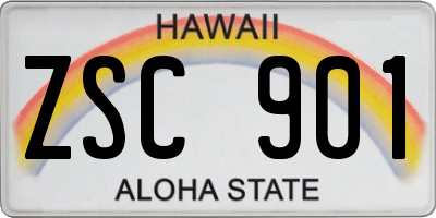 HI license plate ZSC901