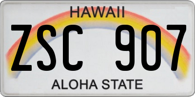 HI license plate ZSC907