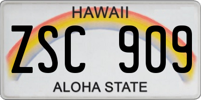 HI license plate ZSC909