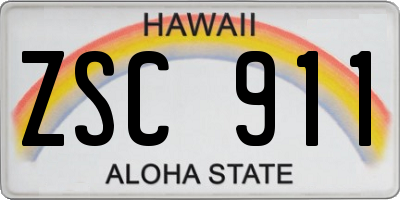 HI license plate ZSC911