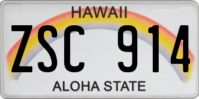 HI license plate ZSC914