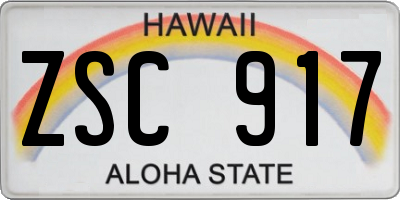 HI license plate ZSC917