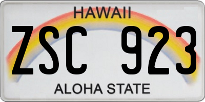 HI license plate ZSC923