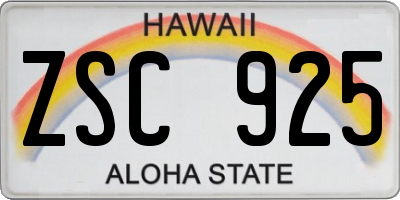 HI license plate ZSC925