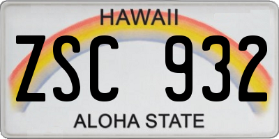 HI license plate ZSC932