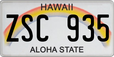 HI license plate ZSC935