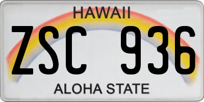 HI license plate ZSC936