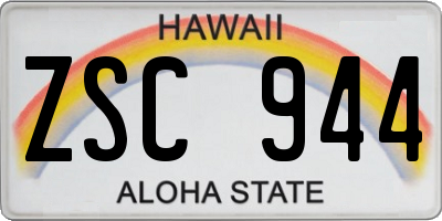 HI license plate ZSC944