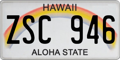 HI license plate ZSC946