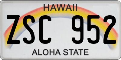 HI license plate ZSC952