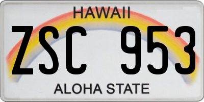 HI license plate ZSC953