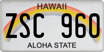 HI license plate ZSC960