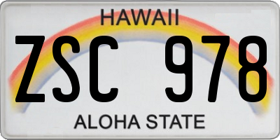 HI license plate ZSC978
