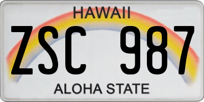 HI license plate ZSC987