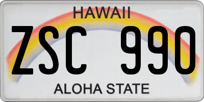 HI license plate ZSC990