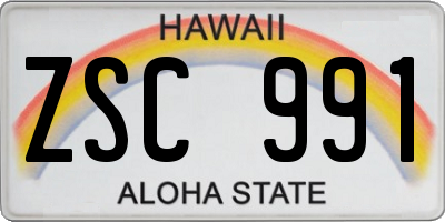 HI license plate ZSC991