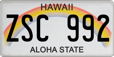 HI license plate ZSC992