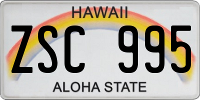 HI license plate ZSC995