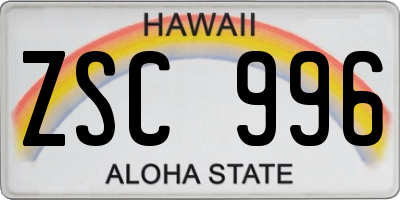 HI license plate ZSC996