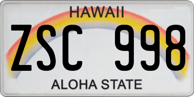 HI license plate ZSC998