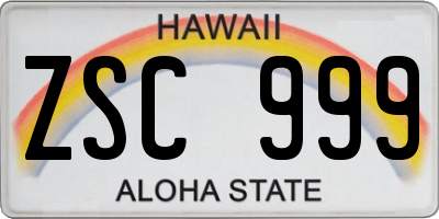 HI license plate ZSC999