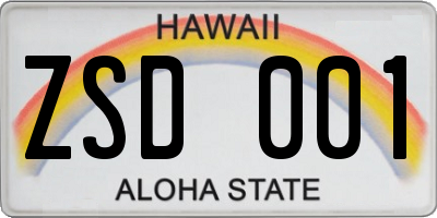 HI license plate ZSD001