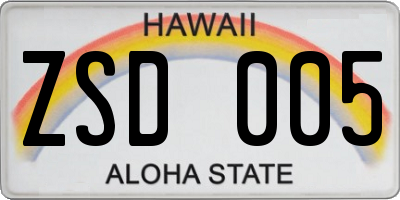 HI license plate ZSD005