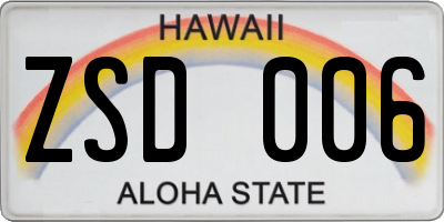 HI license plate ZSD006