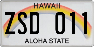 HI license plate ZSD011