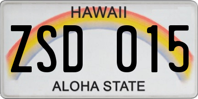 HI license plate ZSD015