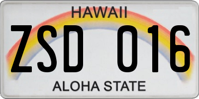 HI license plate ZSD016
