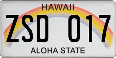 HI license plate ZSD017