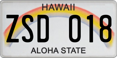 HI license plate ZSD018