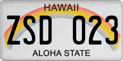 HI license plate ZSD023
