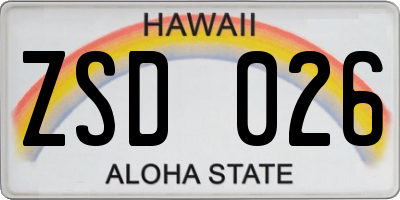HI license plate ZSD026