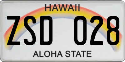 HI license plate ZSD028