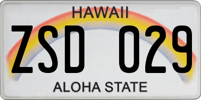 HI license plate ZSD029