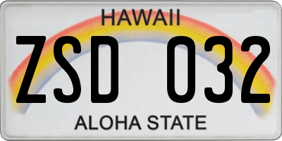 HI license plate ZSD032