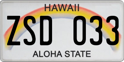 HI license plate ZSD033