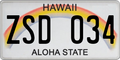 HI license plate ZSD034
