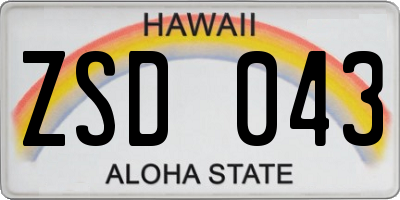 HI license plate ZSD043