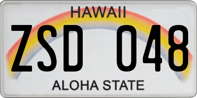 HI license plate ZSD048