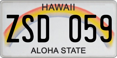 HI license plate ZSD059