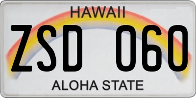 HI license plate ZSD060