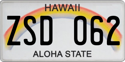 HI license plate ZSD062