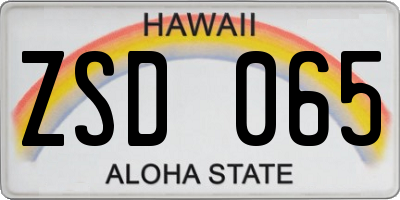 HI license plate ZSD065