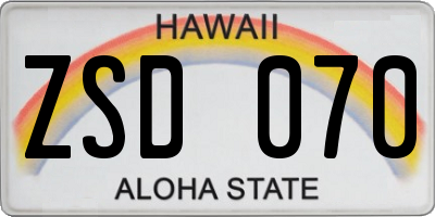 HI license plate ZSD070