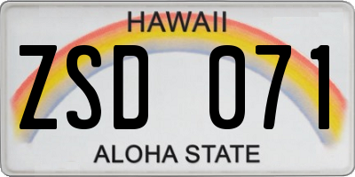 HI license plate ZSD071