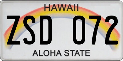 HI license plate ZSD072