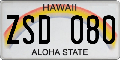 HI license plate ZSD080